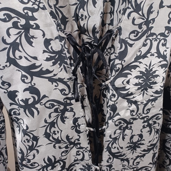 Funhouse Hot Topic Y2K Steampunk Whimsigoth Damask Lace Angel Sleeve Corset Top - Picture 2 of 9